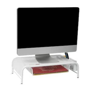 20 in. L x 11.5 in. W x 5.5 in. H Monitor Stand Laptop Riser with Paper Tray Metal, White