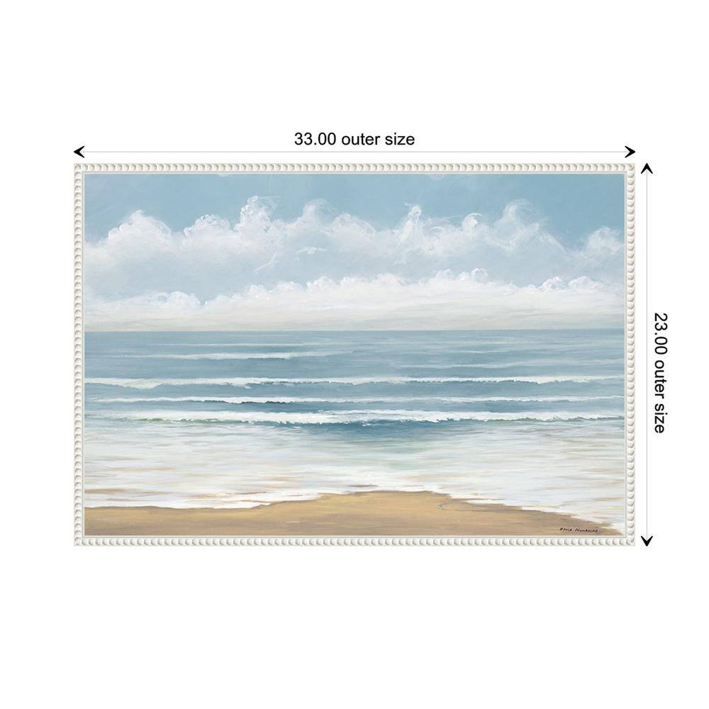 Smooth Beach Waves Framed Canvas Wall Art with Beaded Perimeter
