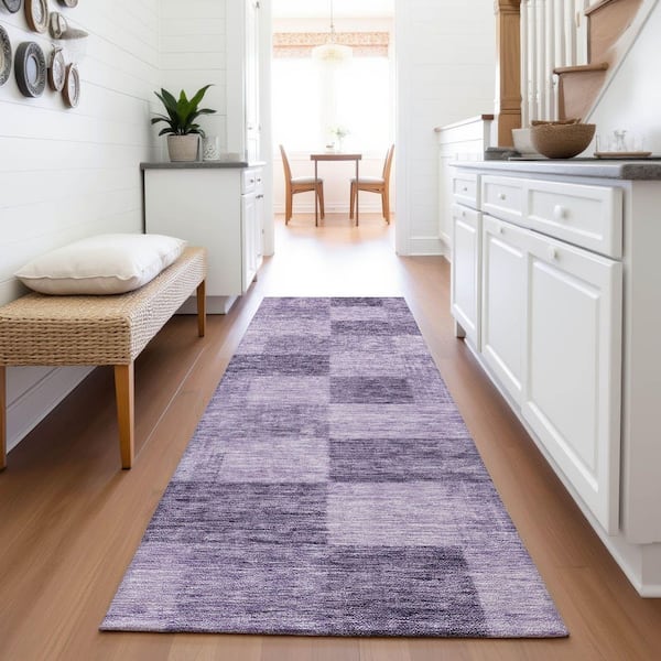 Mayfield Premium Machine Washable Abstract AMF1139 Purple 2 ft. 3 in. x 7 ft. 6 in. Runner Rug