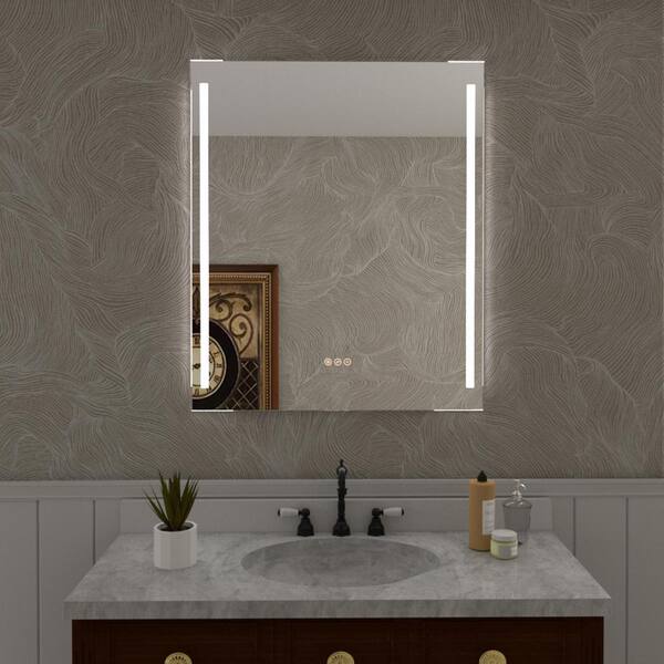 Hermitage Bath Spring 30 in. W x 36 in. H Rectangular Frameless LED Wall Bathroom Vanity Mirror ...