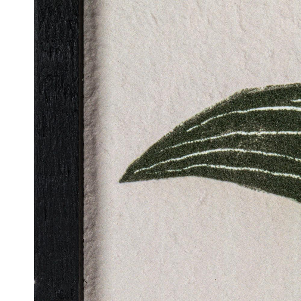 Black and Green Botanical Flower Prints on Canvas with Wood Frame, 30" Set of 2