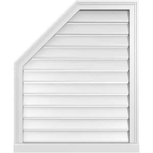 28 in. x 34 in. Octagonal Surface Mount PVC Gable Vent: Functional with Brickmould Sill Frame