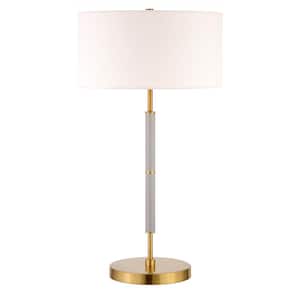 Simone 25 in. Cool Gray and Brass 2-Bulb Table Lamp