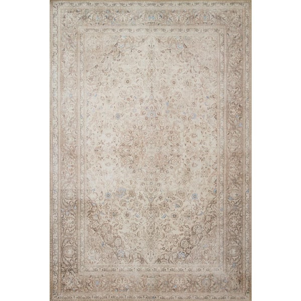 LOLOI II Loren Sand/Taupe 1 ft. 6 in. x 1 ft. 6 in. Sample Distressed Bohemian Printed Area Rug