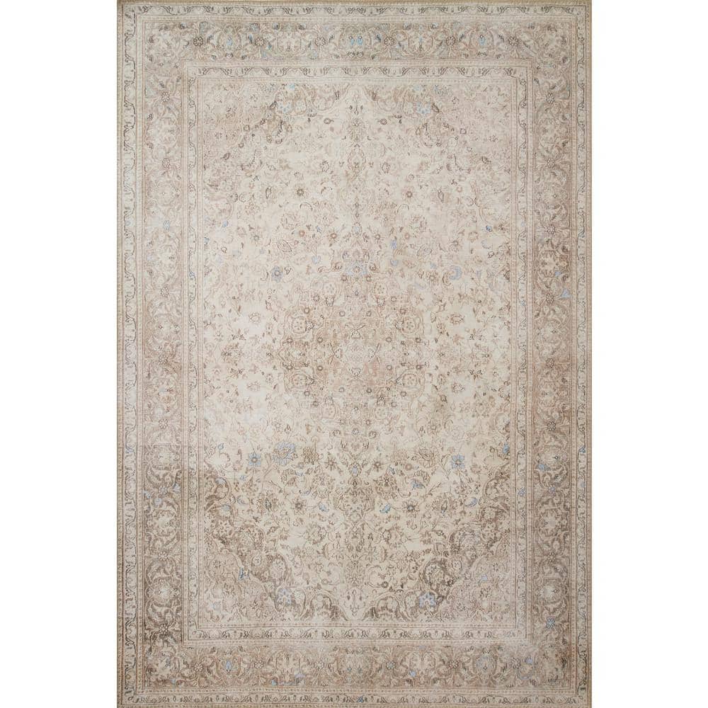 Gray and Beige Polyester Oriental Runner Rug 2'-6" x 7'-6"