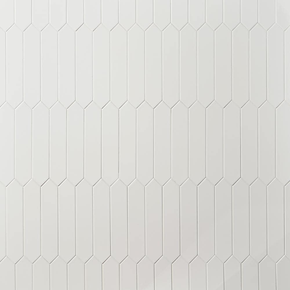 Lane 2.6" x 13" White Polished Ceramic Hexagonal Wall Tile