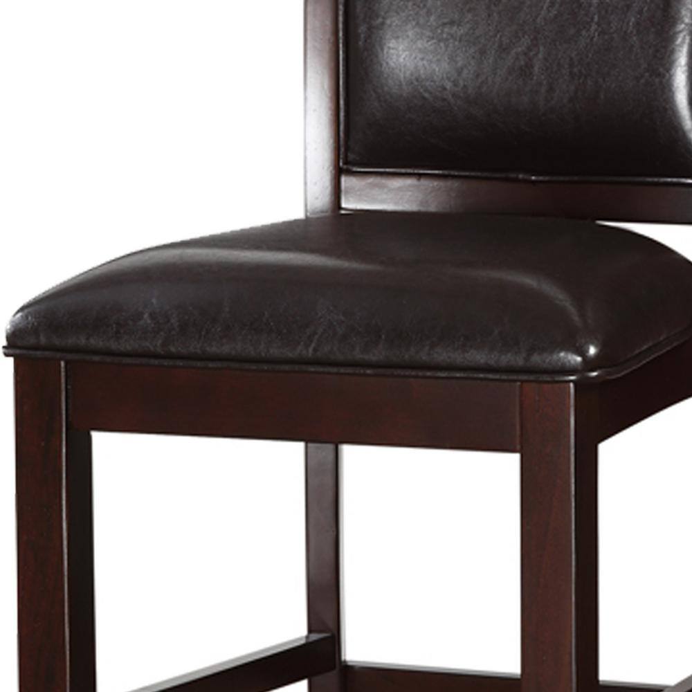 High Black Faux Leather Upholstered Side Chair with Wood Frame
