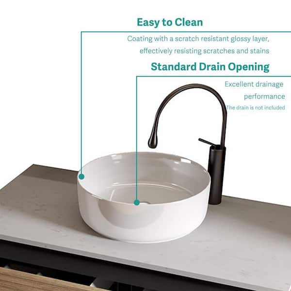 Tatahance 15.5 in. Vessel Round Integrated Basin Bathroom Sink in