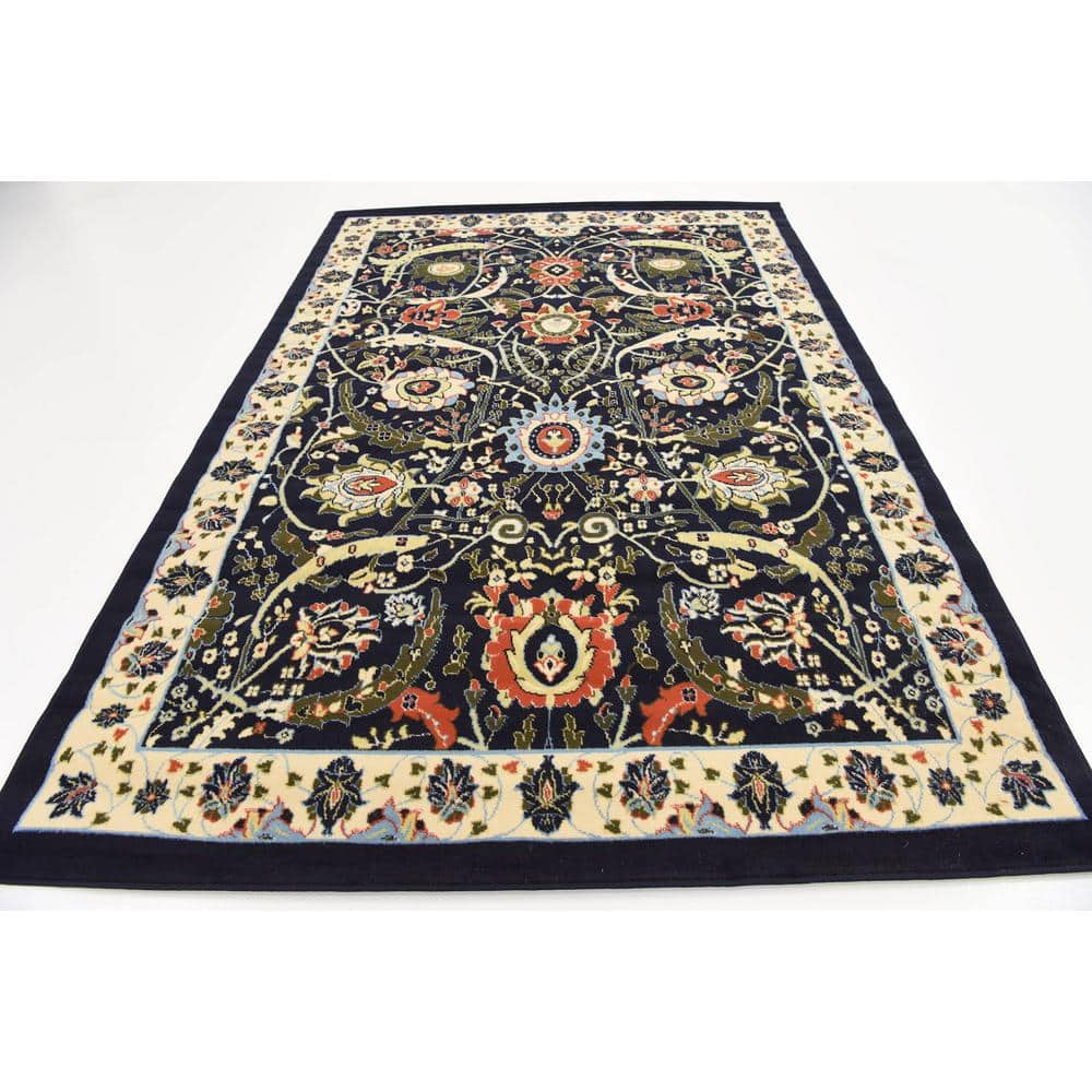 Handmade Rectangular Navy Blue Synthetic 6' x 9' Easy-Care Rug