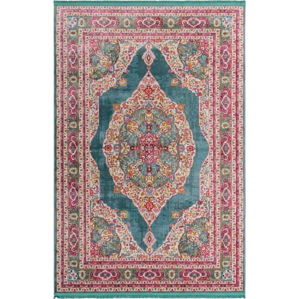 Unique Loom Baracoa Regla Turquoise 5' 5 x 8' 0 Area Rug