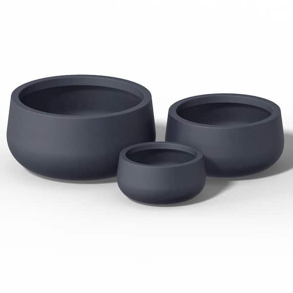 11.4in.,15in.,19in. Dia Granite Gray Extra Large Tall Round Concrete Plant Pot/Planter for Indoor and Outdoor(Set of 3)
