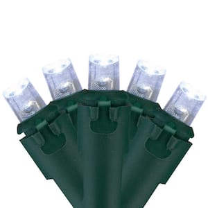 Cool White LED Wide Angle Christmas Lights - Green Wire (Set of 100)