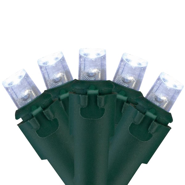 Northlight Cool White LED Wide Angle Christmas Lights - Green Wire (Set of 100)