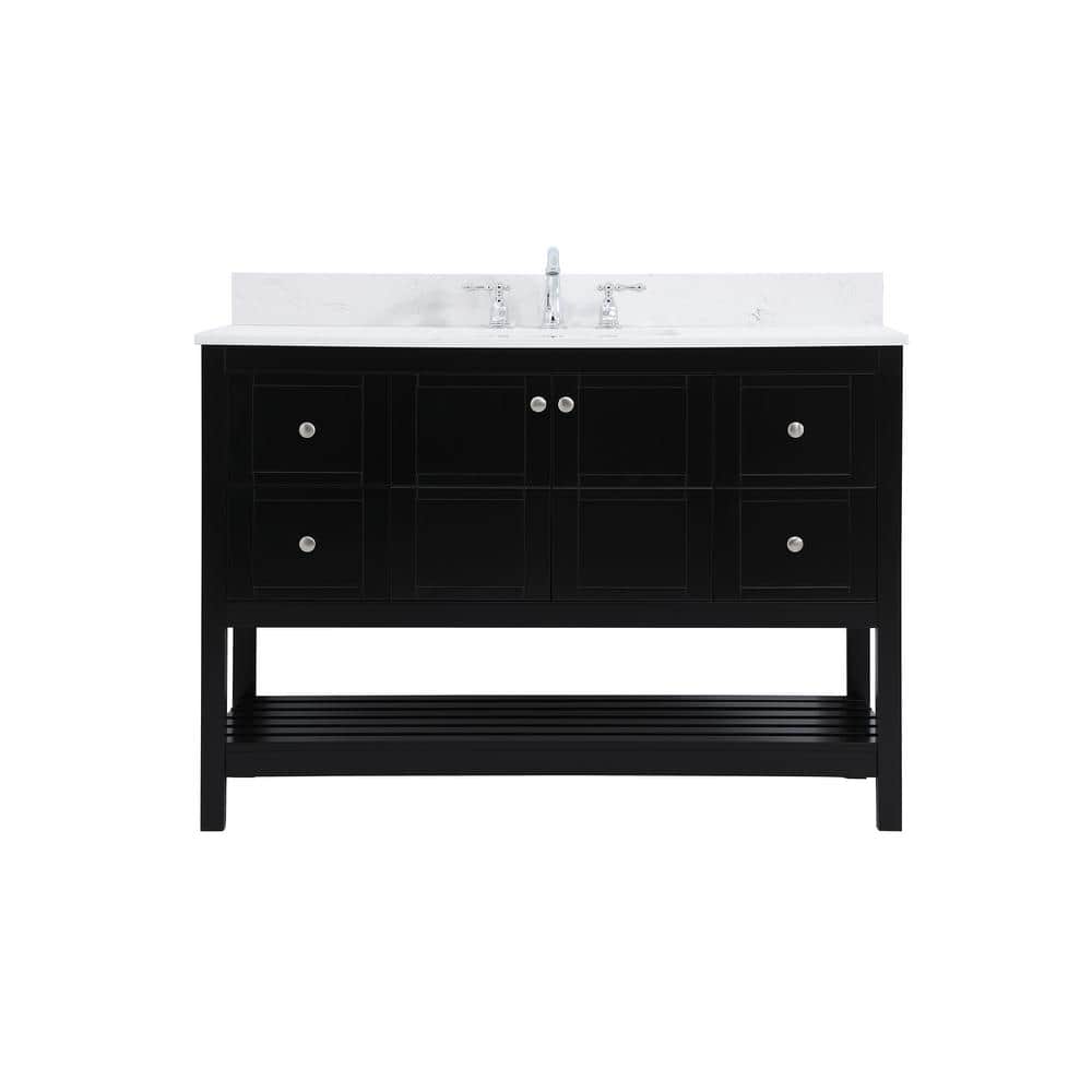 Timeless Home 48 in. W Single Bath Vanity in Black with Engineered Stone Va