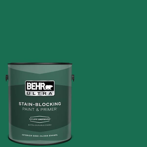 BEHR ULTRA 1 gal. #S-H-470 Precious Emerald Extra Durable Semi-Gloss Enamel Interior Paint & Primer