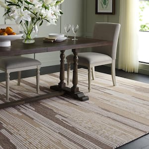 Martha Stewart Natural/Brown 3 ft. x 5 ft. Abstract Striped Area Rug