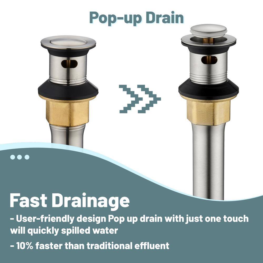 Brushed Nickel 2-Handle Centerset Bathroom Faucet with Pop-Up Drain