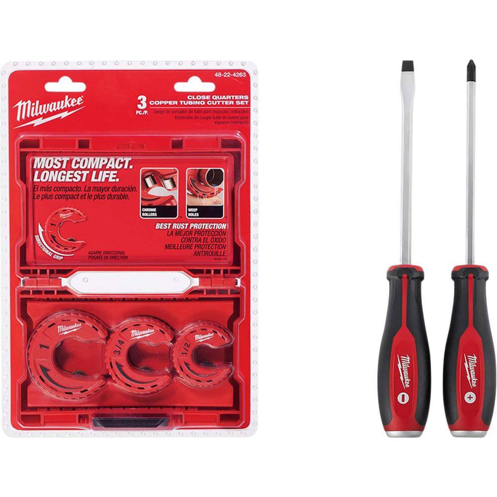 3pc Milwaukee Close Quarters Tubing Cutter Set 3-Piece Set Case Pipe Rollers