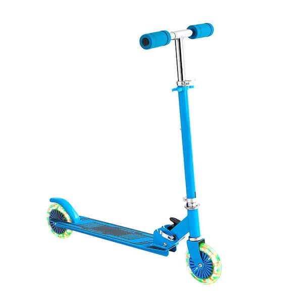 Kick Scooter for Kids Ages 3+, 2-Wheel Blue Toddler Scooter with Wide Anti-Slip Deck, Foldable Lightweight Frame