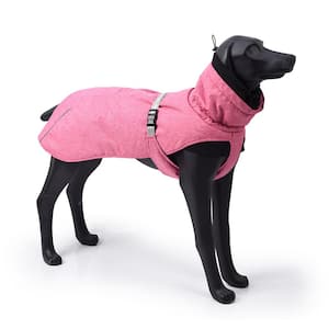 Pet Dog Winter Jacket with Waterproof Warm Polyester Filling Fabric in Pink Medium