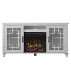 54.5 in. Freestanding Electric Fireplace TV Stand in White
