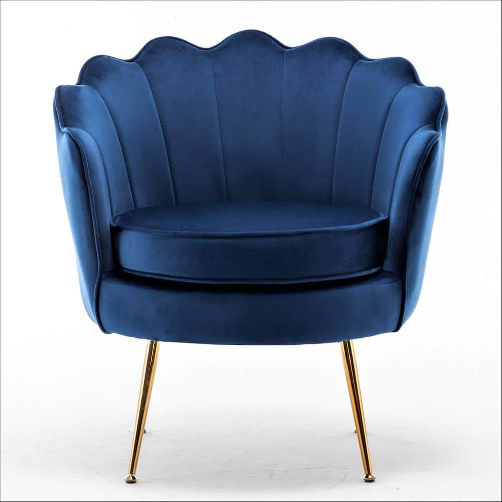 Us Pride Furniture Cavett 28.3 In. Wide Navy Blue Velvet Barrel Chair 