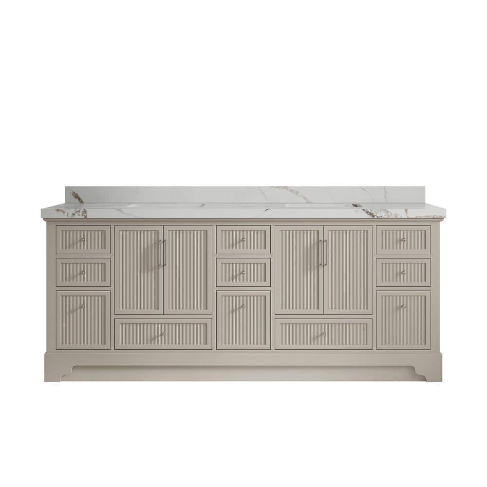 Alys 84 in. W x 22 in. D x 36 in. H Double Sink Bath Vanity in Fine Grain with 2 in. Calcutta Gold Qt. Top price history on PriceWatchPro