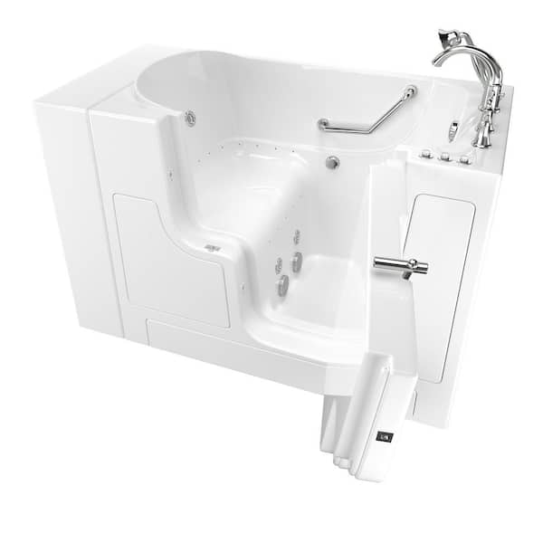 American Standard Gelcoat Value Series 51 in. Right Hand Walk-In Whirlpool and Air Bathtub with Outward Opening Door in White