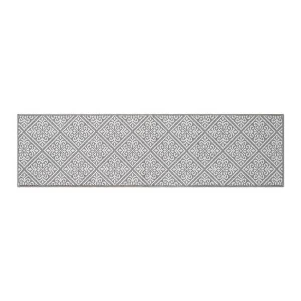 Laura Ashley Austell 2-Tone Light Grey/Ivory 2 ft. x 6 ft. Geometric Polypropylene Runner Rug