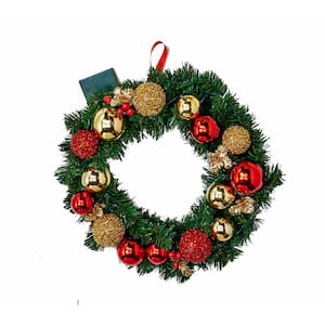 18 in. Artificial 20-Light Decorated Wreath with Timer