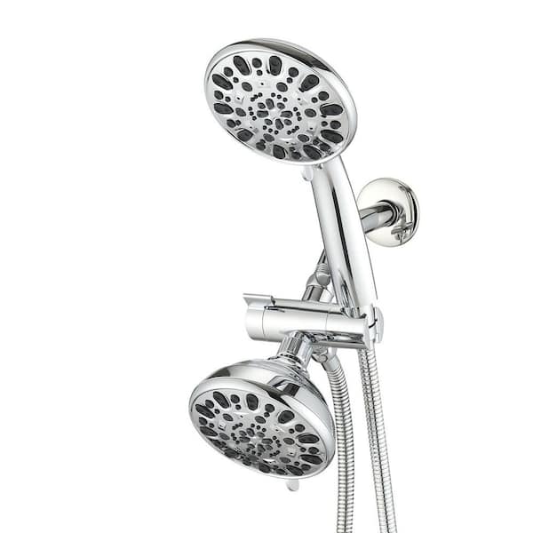 PROOX 7-Spray Patterns with 1.8 GPM 4.72 in. Wall Mount Dual Shower Heads in Chrome
