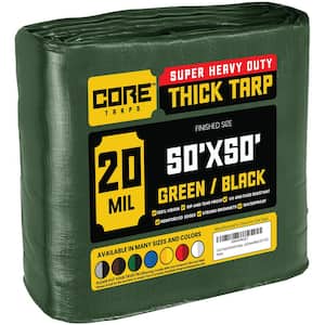 50 ft. x 50 ft. Green/Black 20 Mil Heavy Duty Polyethylene Tarp, Waterproof, UV Resistant, Rip and Tear Proof