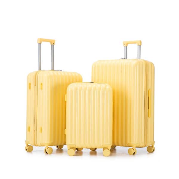 Noble House Peach 3-Piece Yellow ABS Hardside Spinner Wheel