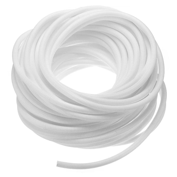 3/8 in Inner Diameter Split Wire Loom Tubing 100 ft Corrugated Polyethylene Cable Conduit Sleeve White