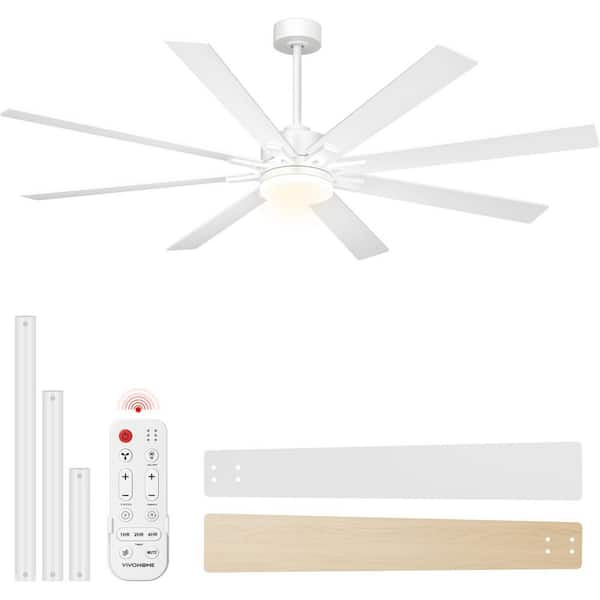 72 in. Smart Indoor White Low Profile Standard Ceiling Fan with 3-Colors LED Light, DC Reversible and Remote Control