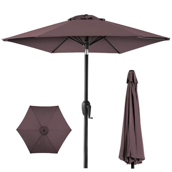 Best Choice Products 7.5 ft. Heavy-Duty Outdoor Market Patio Umbrella with Push Button Tilt, Easy Crank Lift in Deep Taupe