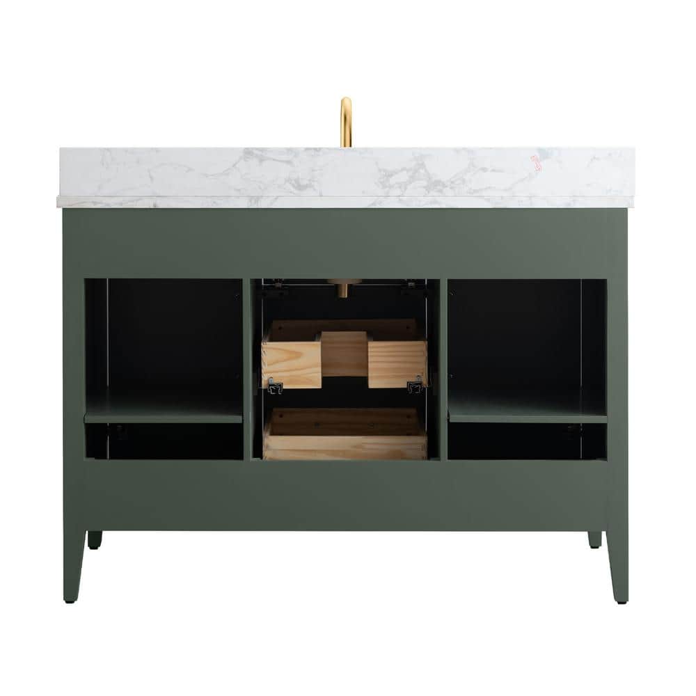 48'' Vintage Green Single Bathroom Vanity with Marble Top
