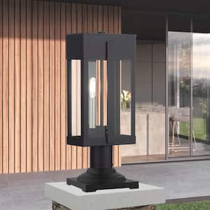 Berksford 18.5 in. 2-Light Black Cast Brass Hardwired Outdoor Rust Resistant Post Light with No Bulbs Included