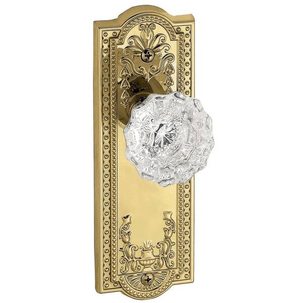 Grandeur Parthenon Polished Brass Plate with Passage Fontainebleau Crystal Knob