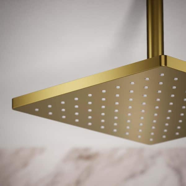 KOHLER Honesty 1-Spray Patterns with 2.5 GPM 10 in. Wall Mount Fixed Shower Head in Vibrant Brushed Moderne Brass