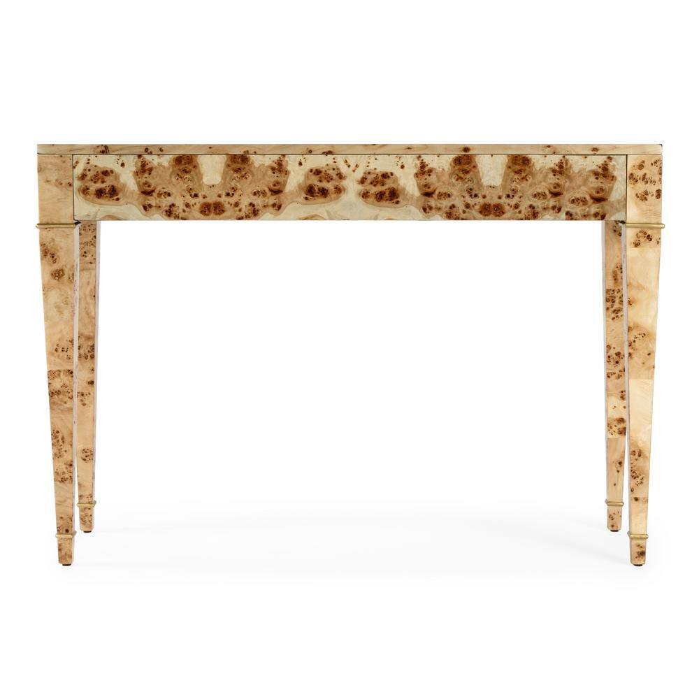 Kai 45" Natural Burl Wood Console Table with Gold Accents