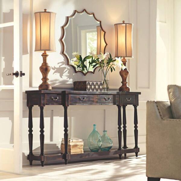 Unbranded Mitchell Black Rubbed Storage Console Table