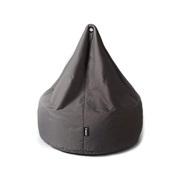 NORKA LIVING Pear Shaped Bean Bag Chair in Polyester PVC Dark Grey