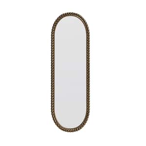 Gold 16 in. W x 48 in. H Oval Retro Mirror, Antique Effect, Wall Hanging Mirror
