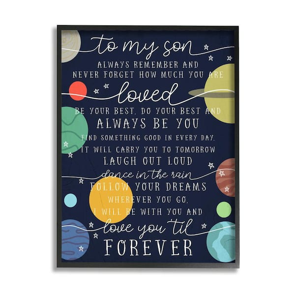 Stupell Industries My Son Love You Forever Phrase Outer Space by Daphne Polselli Framed Print Typography Texturized Art 16 in. x 20 in.