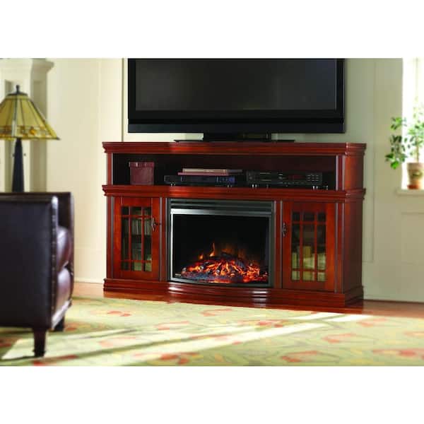 Home Decorators Collection Silverthorne 57 in. Media Console Electric Fireplace in Cherry