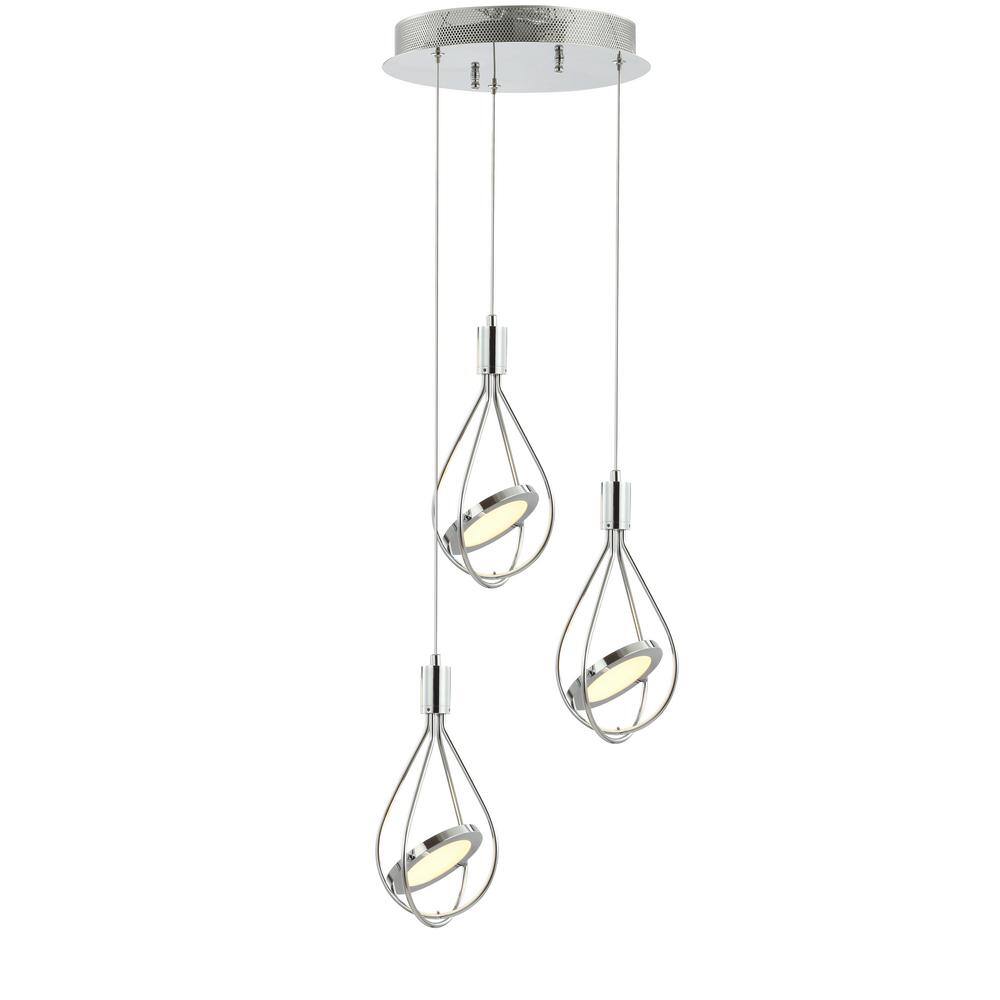 JONATHAN Y Orion Adjustable Modern Integrated 3-Light Cluster LED Metal Pendant