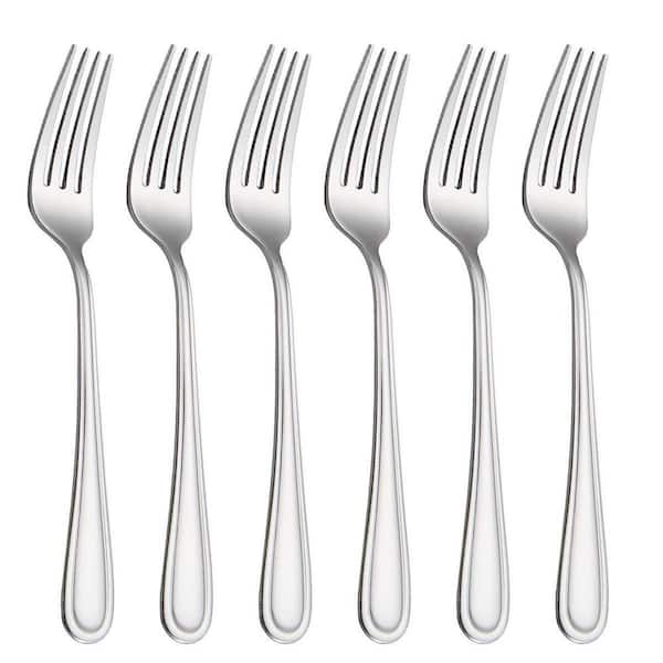 Six-Piece Dinner Forks Set 7.99 in Stainless Steel 18/0 Flatware for Home Kitchen Restaurant Silver Set