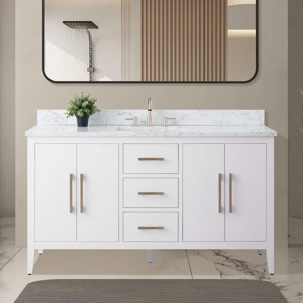 remodel 05 V.A. 『VANITY BOX』 DEERVALLEY 49 in. W x 22 in. D Engineered Stone White