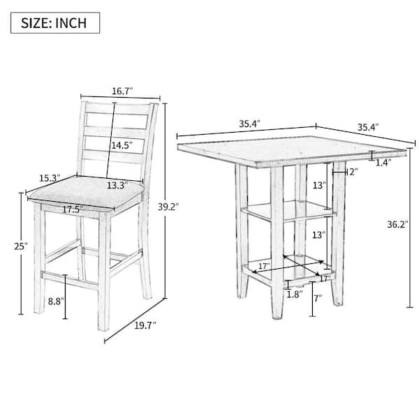 5-Piece Gray Wood Top Dining Room Set Seats 4